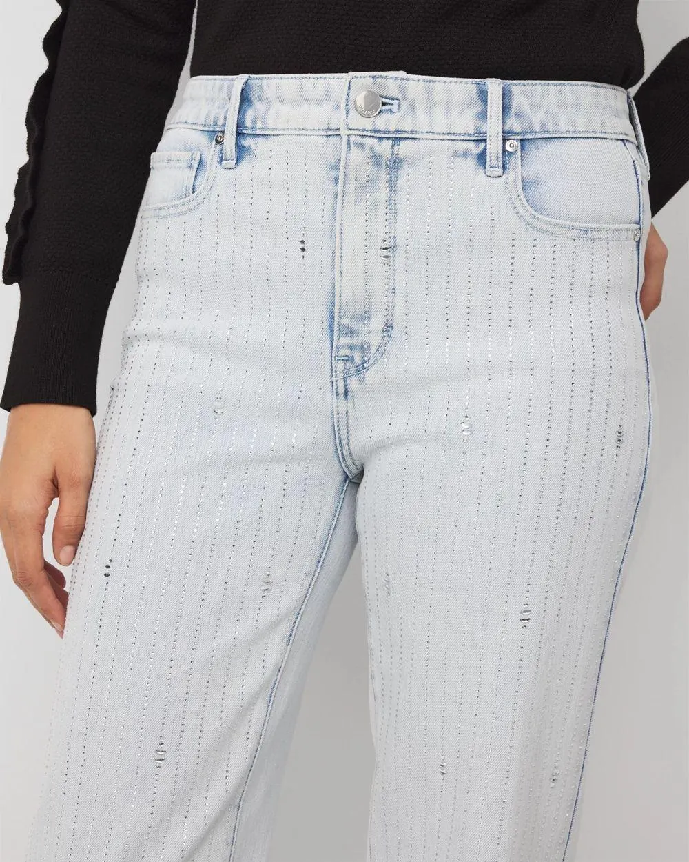 Rhinestone Pinstripe Extra High Rise Straight Jean