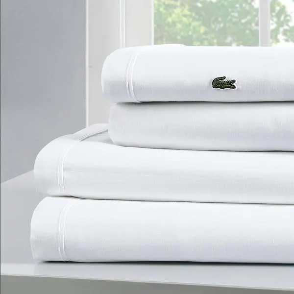 Lacoste Percale Cotton Solid Sheet Set