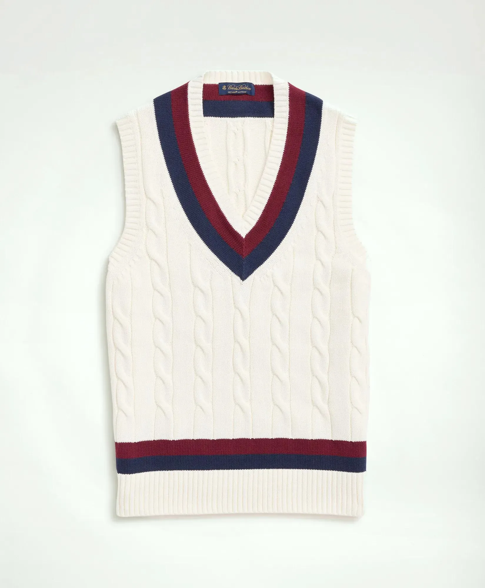 Vintage-Inspired Tennis V-Neck Vest in Supima