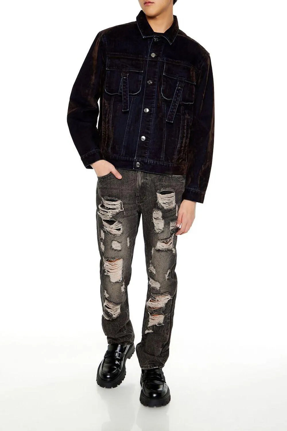 Distressed Mid-Rise Baggy Jeans