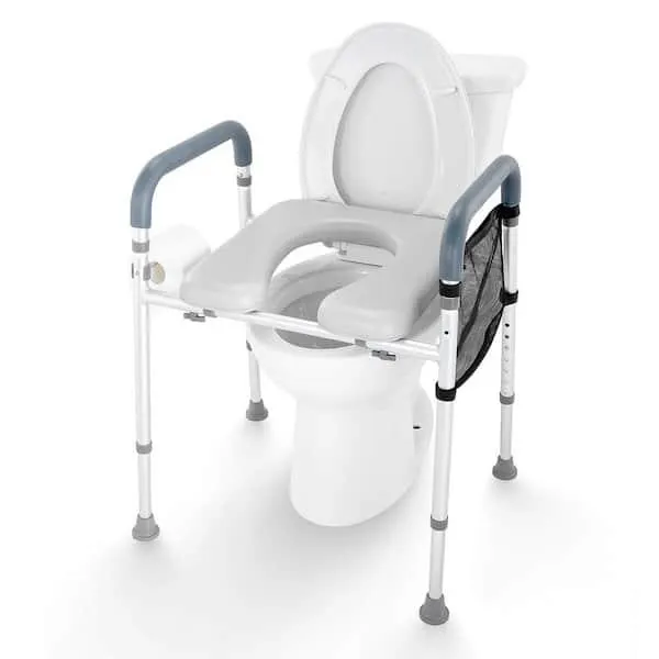 Raised Toilet Seat 7-Position Height Adjustment 350 lbs. Capacity Padded Aluminum Frame non-Electric Waterless Toilet