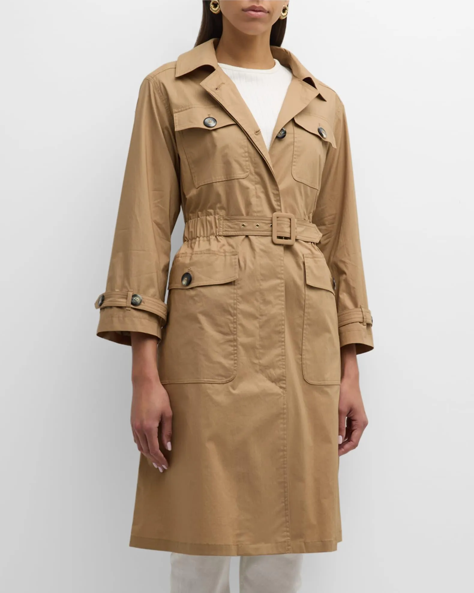 Cotton Stretch Patch Pocket Trench Coat