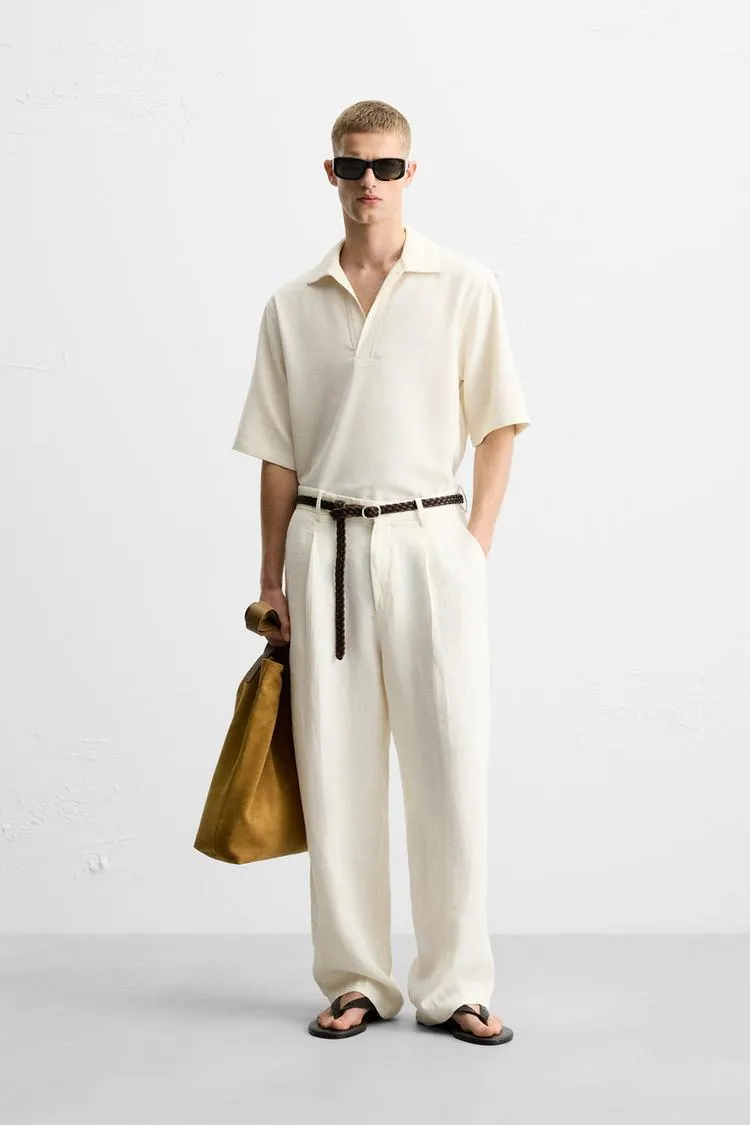 RELAXED FIT TEXTURED POLO SHIRT