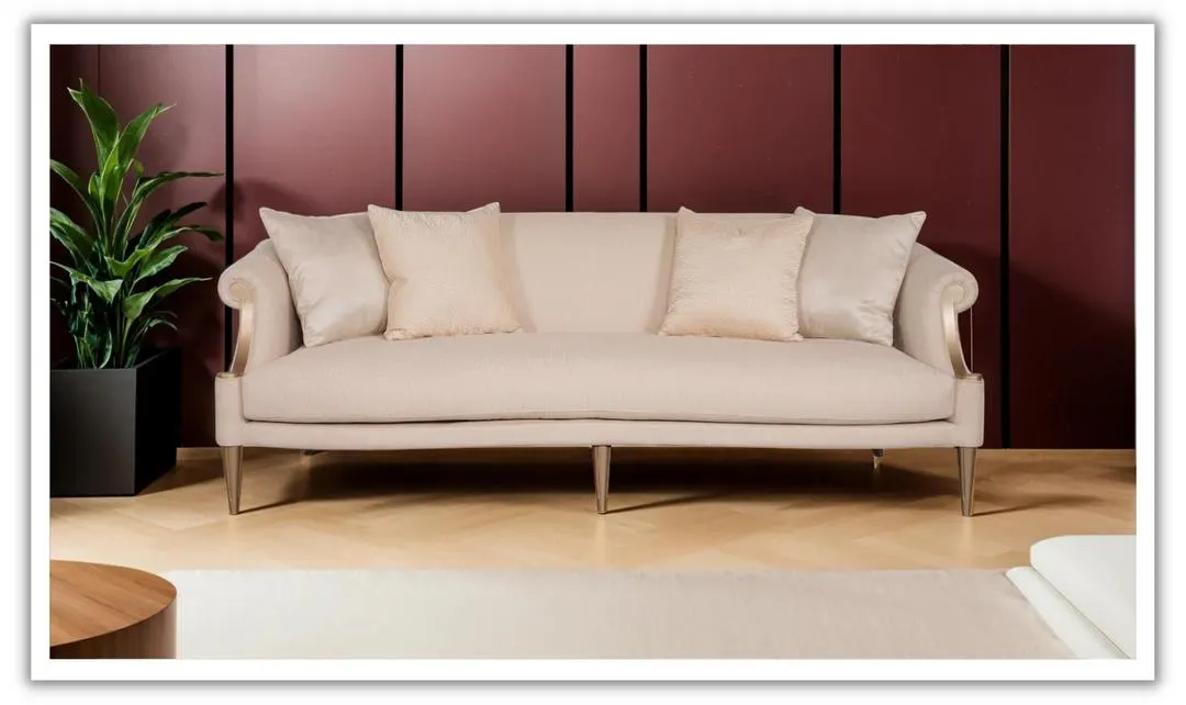 Klaussner Clarkson 3-Seater Long Cushion Fabric Sofa in Beige