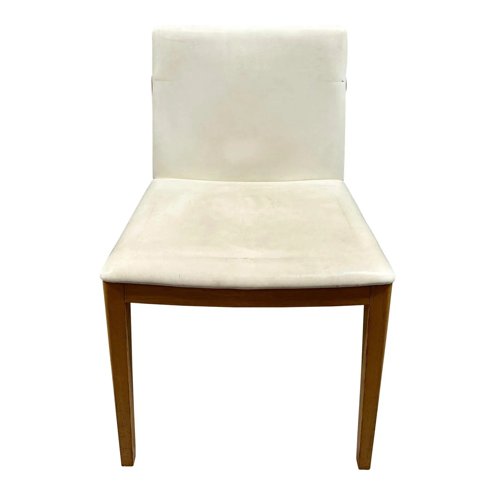 Poltrona Frau Beatrice White Leather Chair With Wooden Accents