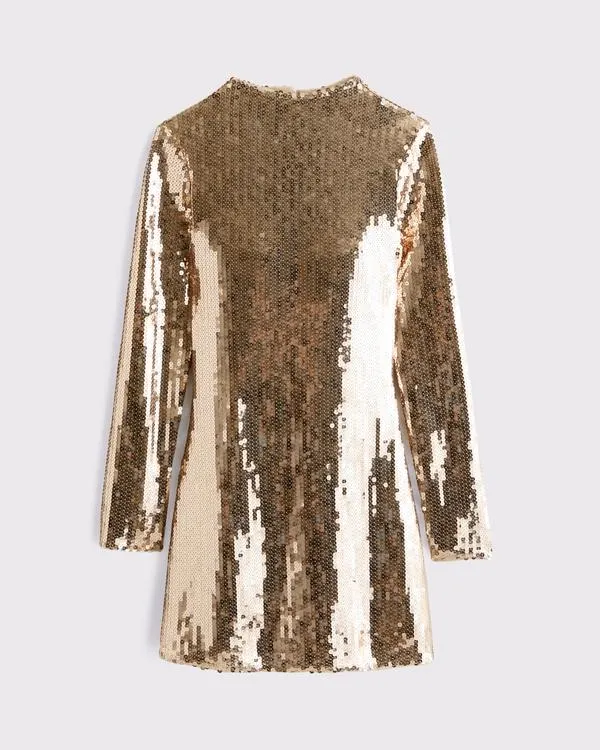 The A&F Paloma Long-Sleeve Sequin Mini Dress