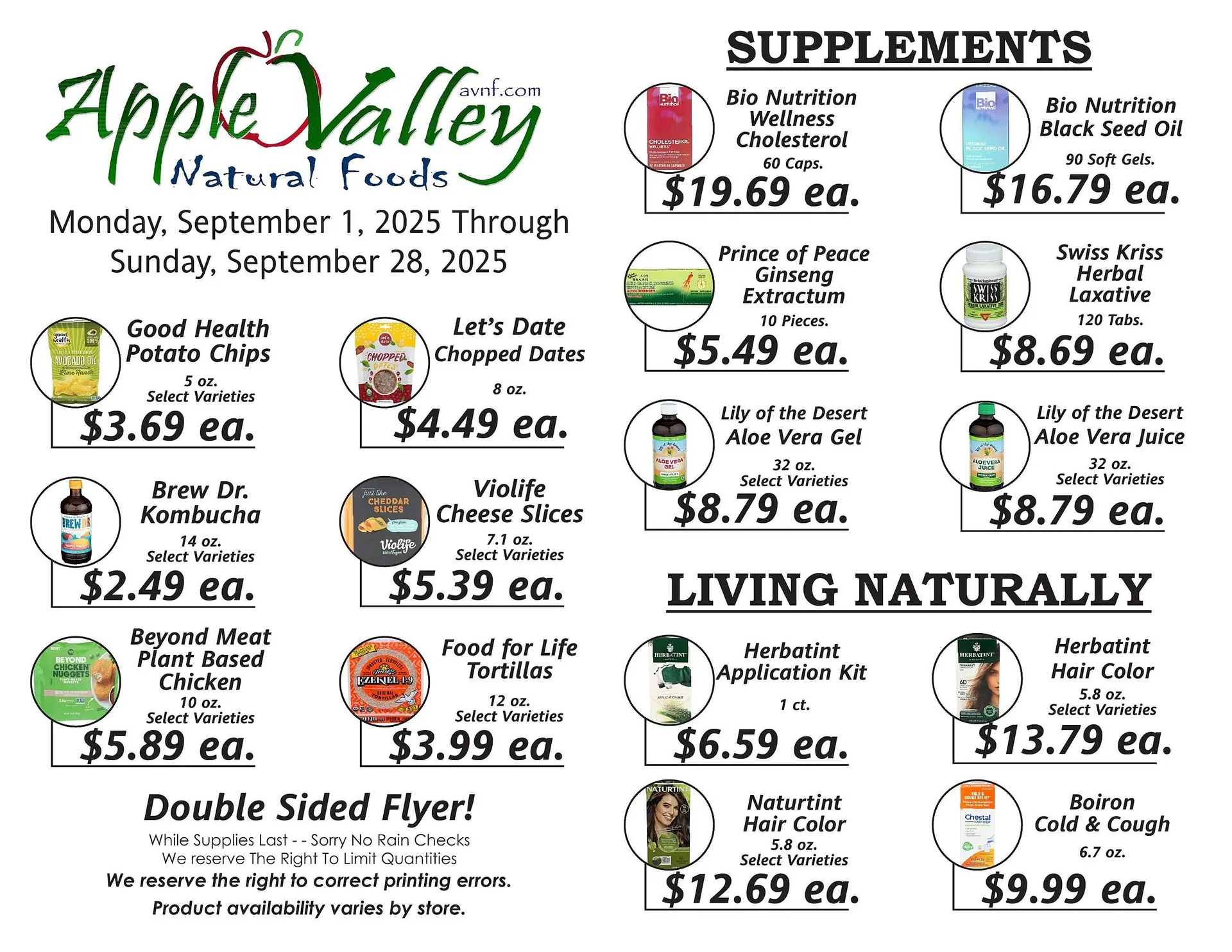 Weekly ad Apple Valley Natural Foods weekly ad from September 1 to September 28 2025 - Page 1