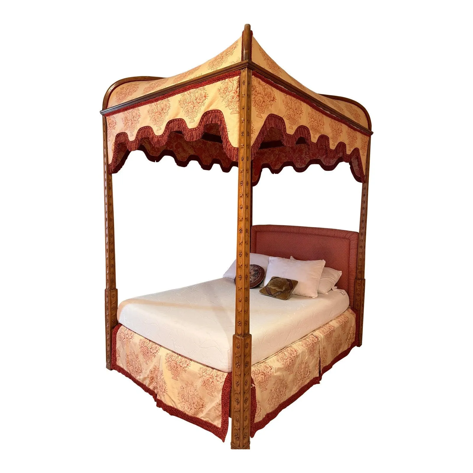 1990s Fine Quality Decorated Full Size Poster Canopy Bed