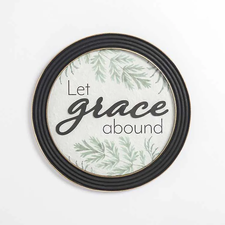 Round Let Grace Abound Wall Plaque