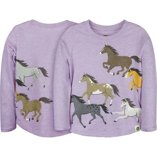 John Deere Toddler Girls Wild Horses Lavender Long Sleeve Shirt