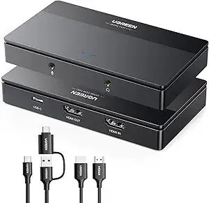 UGREEN 4K Video Capture Card, Full HD 1080P 60FPS USB/Type-C 3.0 HDMI Video Capture Device with Ultra-Low Latency for Streaming, Gaming, and Conferencing Compatible with Switch, PS4/5, PC and Mac