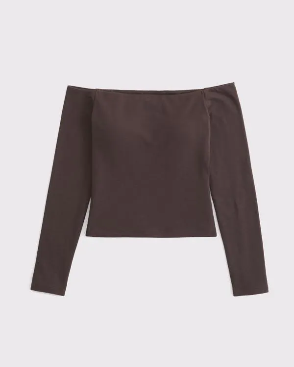 Bra-Free Off-The-Shoulder Long-Sleeve Top
