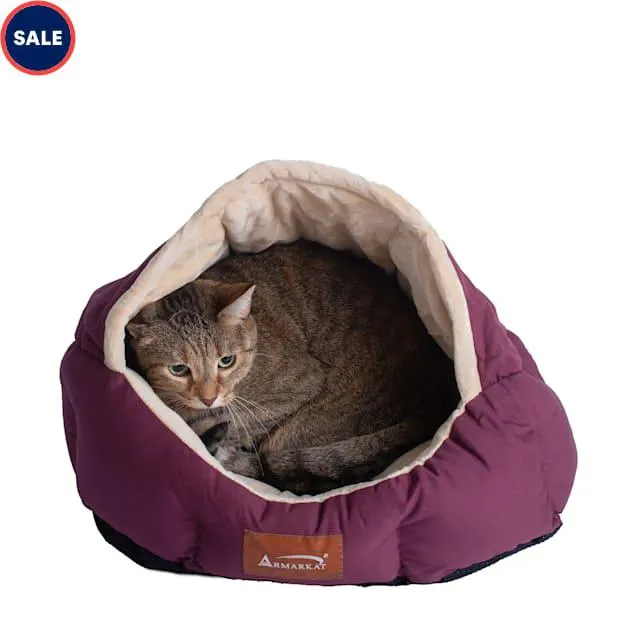 Armarkat Burgundy/Ivory Pet Bed, 18" L X 14" W X 11" H