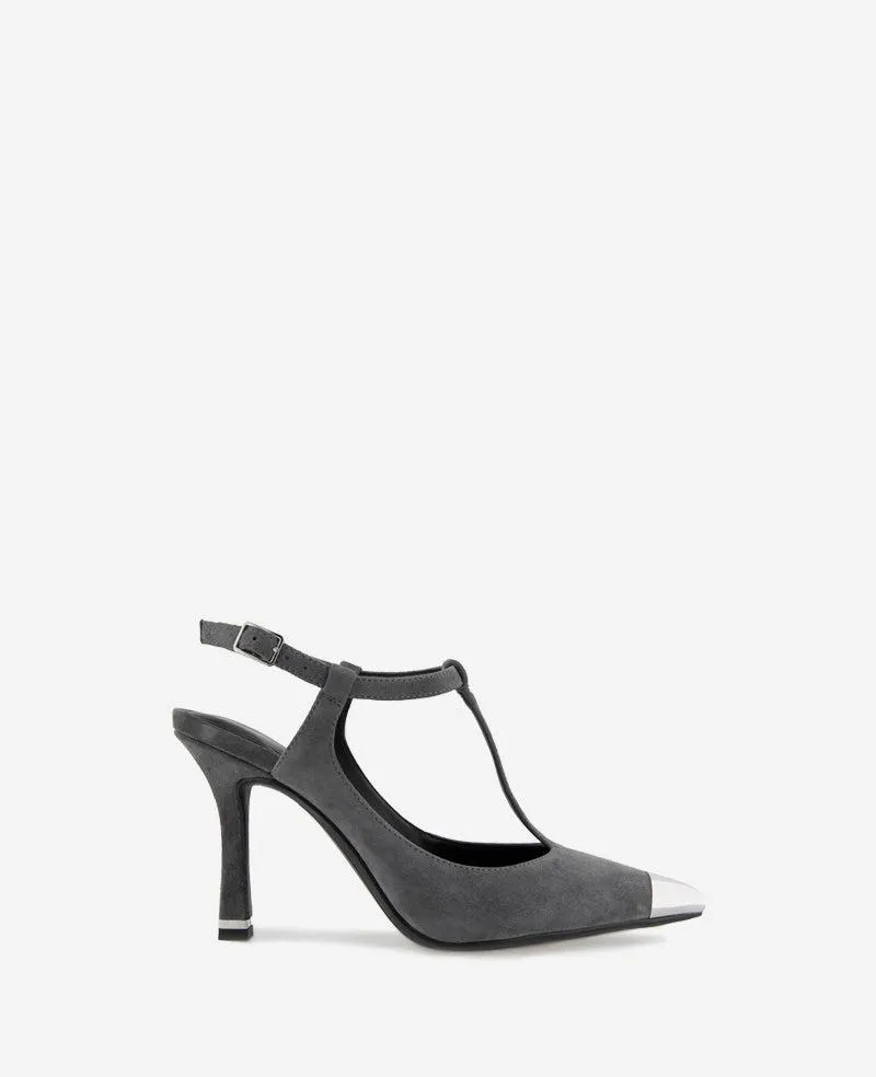 Romi T-Strap Suede Slingback Heel