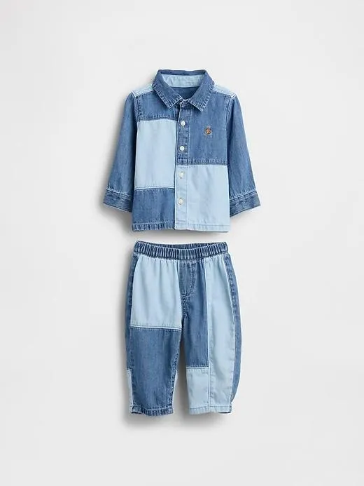 Baby Two-Tone Denim Outfit Set