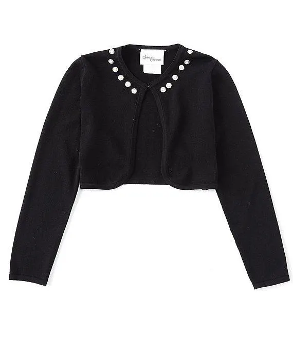 Big Girls 7-16 Long-Sleeve Faux-Pearl-Trimmed Cardigan