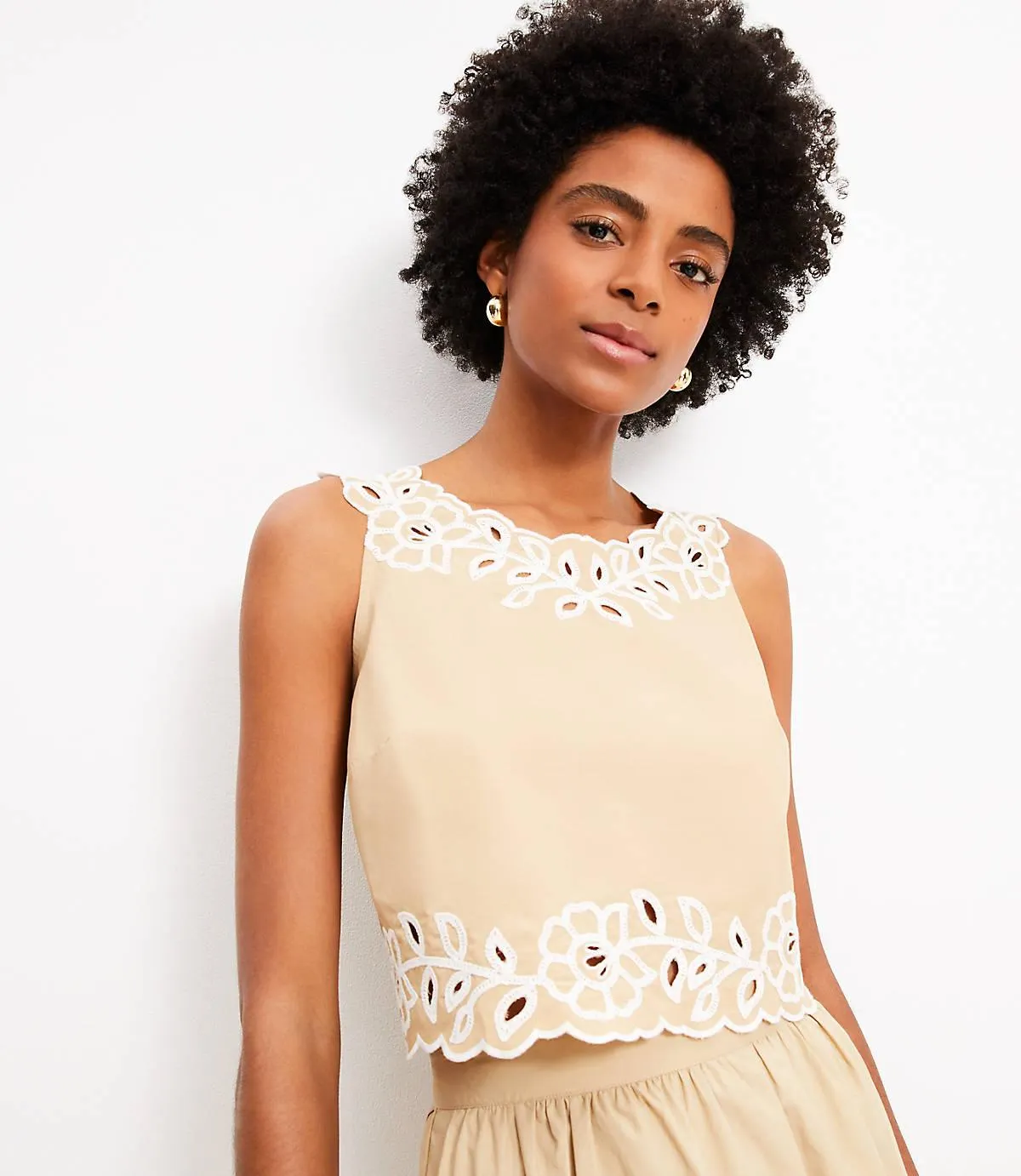 Floral Eyelet Poplin Tank Top