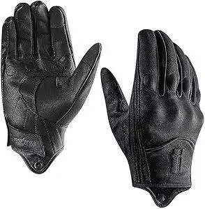 Harssidanzar Women's Motorcycle Gloves,Leather Motorcycle Gloves, Motorbike Gloves, Road Racing, Cycling, Climbing, Powersports Gloves Touchscreen GL016