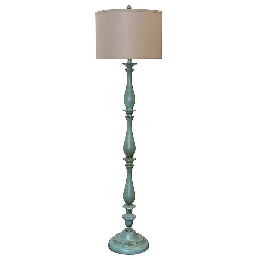 StyleCraft Home Collection 61-in Distressed Blue Standard Floor Lamp with Silk Shade