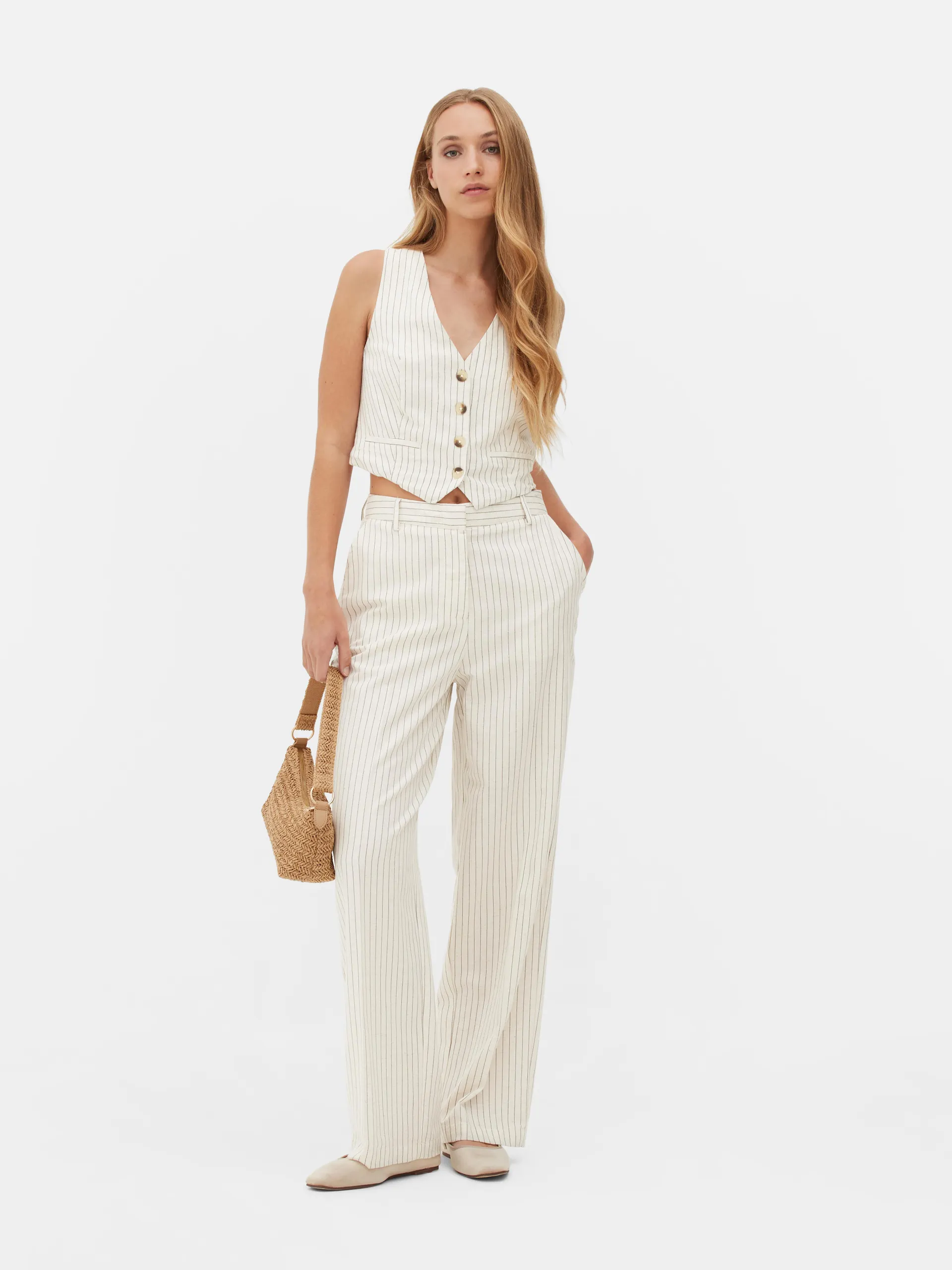 Gilet monopetto gessato coordinato