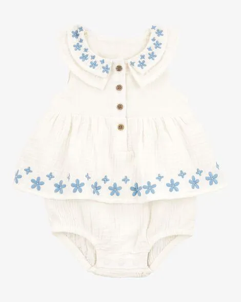 Baby Floral Embroidered Bodysuit Dress