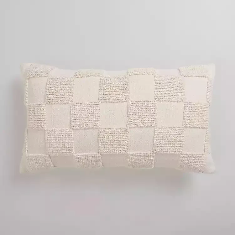 Ivory Checkerboard Lumbar Pillow