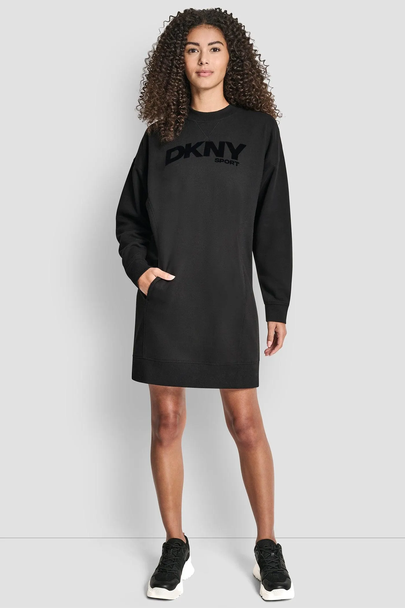 FLOCKED LOGO SHIFT SNEAKER DRESS