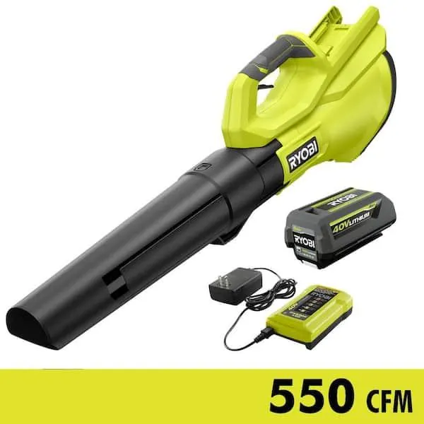 40V 120 MPH 550 CFM Cordless Battery Leaf Blower With 4.0 Ah Battery and Charger
