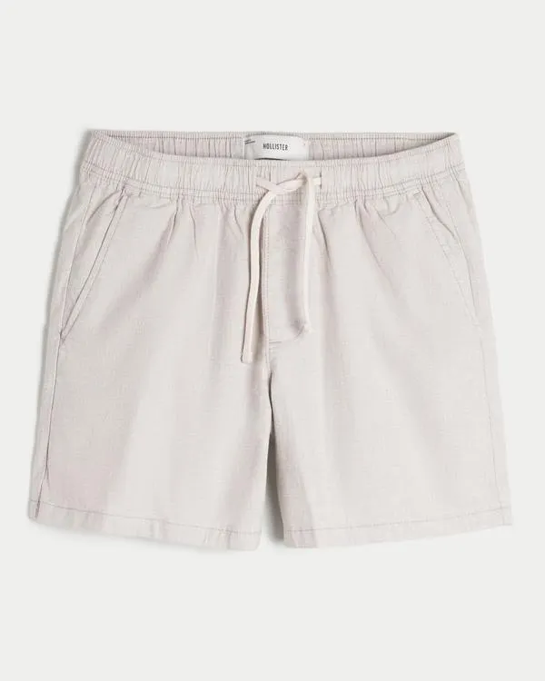 Mid-Thigh Linen-Blend Pull-On Shorts