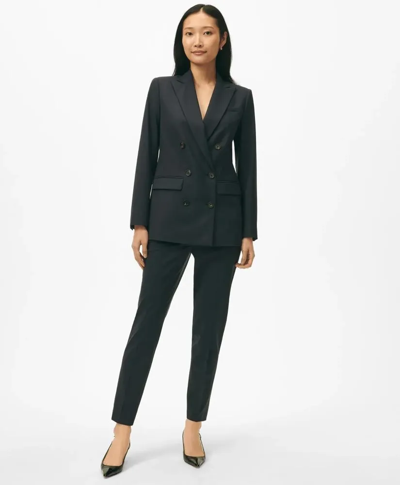 The Essentials Double-Breasted Peak Lapel Jacket in Wool Blend