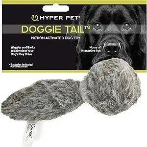 Hyper Pet Doggie Tail Interactive Plush Dog Toys (Wiggles, Vibrates, and Barks, Stimulating Play)