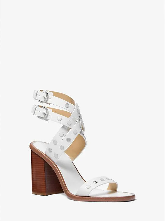 Irene Studded Leather Block Heel Sandal