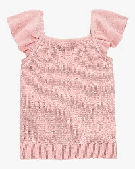 Baby Flutter-Sleeve Rib Tank - Pink