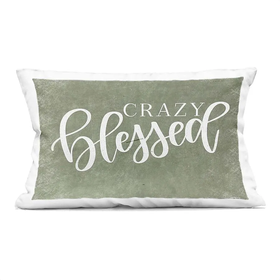 Stupell Industries Crazy Blessed on Green Decorative Printed Pillow Design by Imperfect Dust