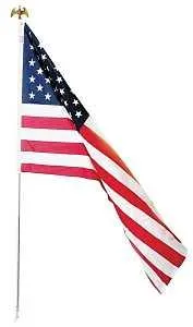 011320R US Flag and Pole Set, 5 ft W, 3 ft H, Polycotton