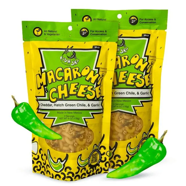 FishSki Provisions Macaroni and Cheese with Hatch Green Chile, Garlic Cheddar Cheese, 2 Pack