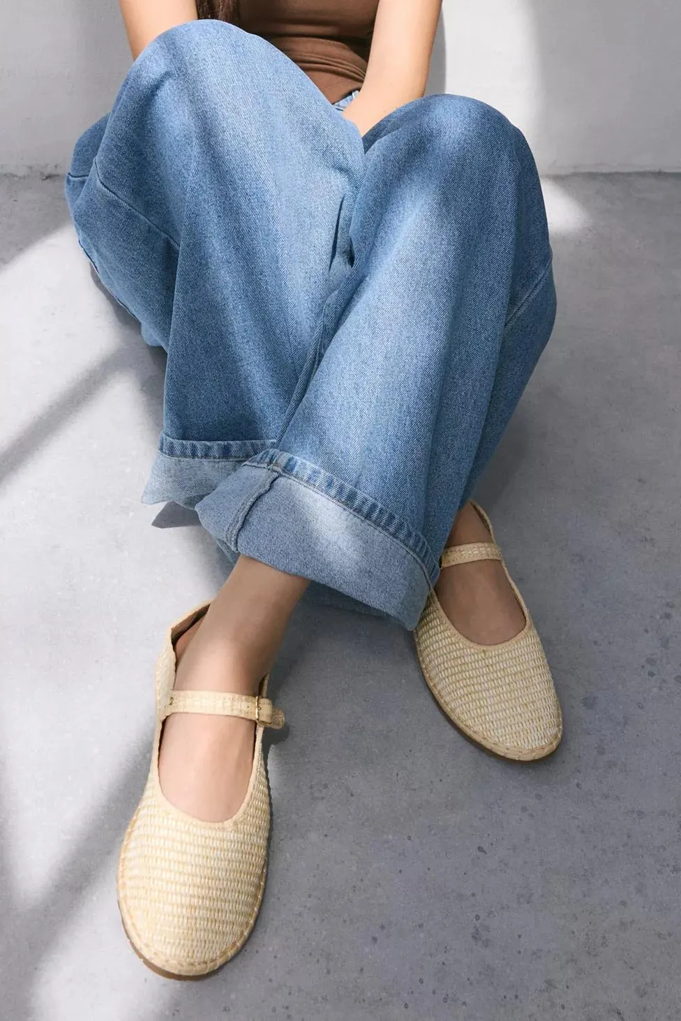 UO Madeline Raffia Mary Jane Ballet Flat