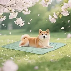 Cooling Pad for Dog Ice Green, 48" x 28" No Gel, Cool Fabric Top & Velvet Back Pets Blanket, Washable, Cooling Dog Mat Available in 3 Sizes, Summer Relief for Dogs & Cats-B Size