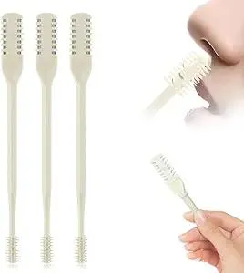 Nasal Hair Cutter,2025 Upgraded Manual 360° Rotating Nostril Hair Removal Tool Double Sided Nose Hair Blade,Nose Hair Trimmer with Ear Picker for Women Men Travel Essentials (Beige, 3 Pieces)