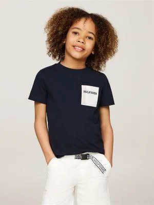 Kids' Contrast Check Pocket T-Shirt