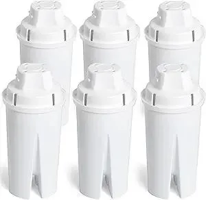 Amazon Basics Replacement Water Filters for Water Pitchers, BPA-Free, WQA & NSF Certified, Compatible with Brita Water Pitchers & Drinking Water Filter Systems, 1 Year Filter Supply, 6-Pack