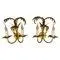 Hollywood Regency Gilt Metal Double-Arm Palm Leaf Wall Sconces by Hans Kögl, Set of 2