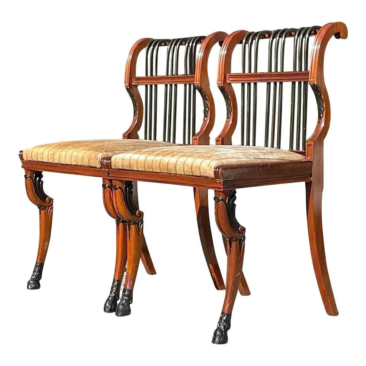 Vintage Regency Scroll Back Chairs - a Pair