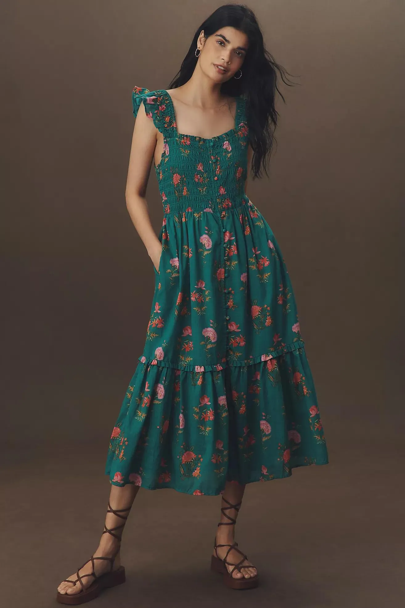 The Peregrine Square-Neck Midi Dress