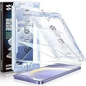 SMARTDEVIL [3 Pack for Samsung Galaxy S24 Ultra Screen Protector, Finger Print Reader Compatible, Fast & Easy Installation, Clear 9H Tempered Glass Film, Alignment Frame [Dust-Free & Bubble-Free]