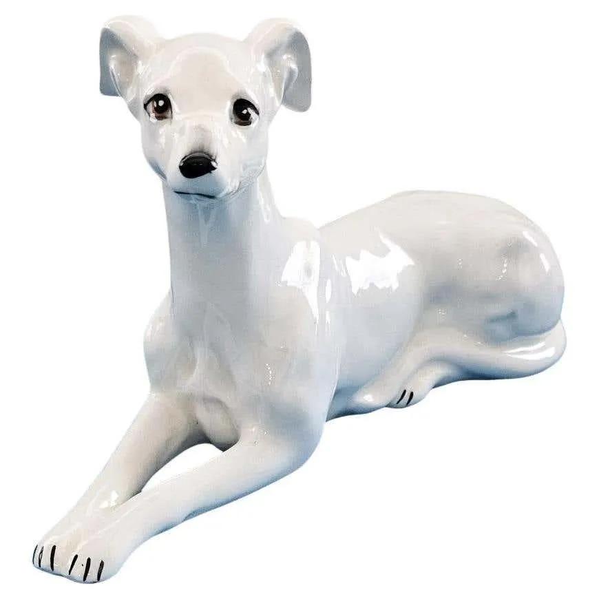 8.5 Inch White Porcelain or Ceramic Greyhound / Whippet