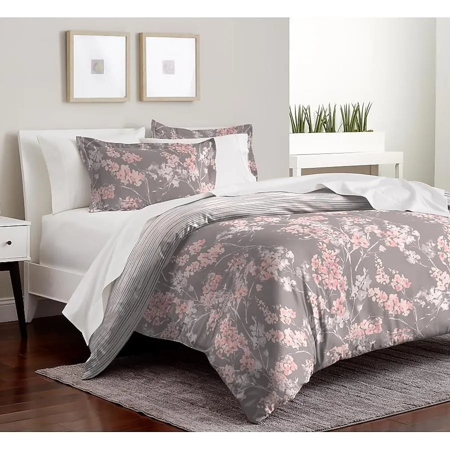allen + roth allen + roth Blossoming Branch Reversible Comforter Set Cherry blossom Floral King Comforter Cotton