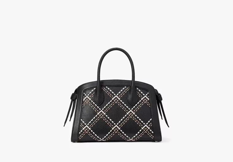 Knott Plaid Stitched Medium Zip-top Satchel