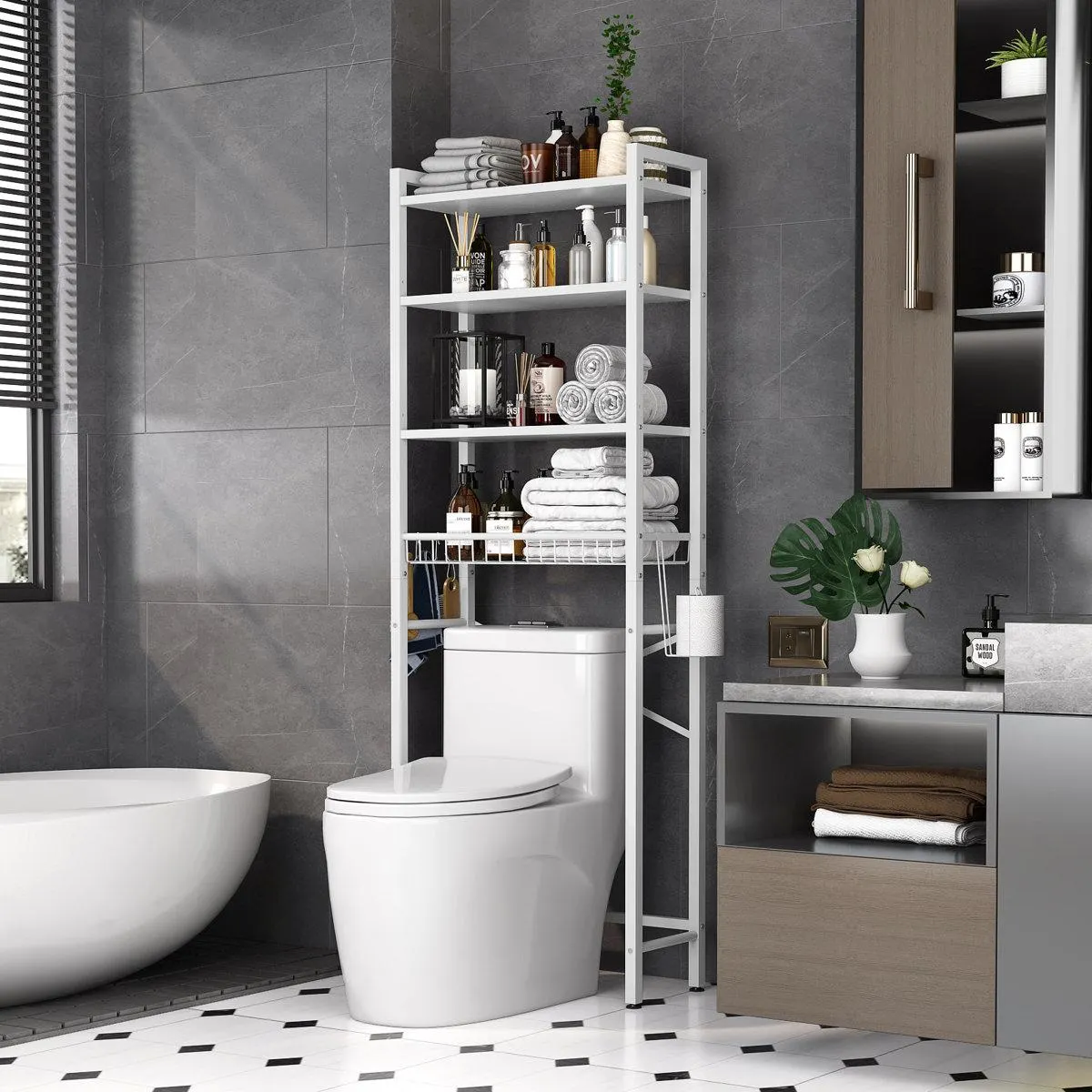 Agassiz Metal Adjustable Freestanding Over The Toilet Storage