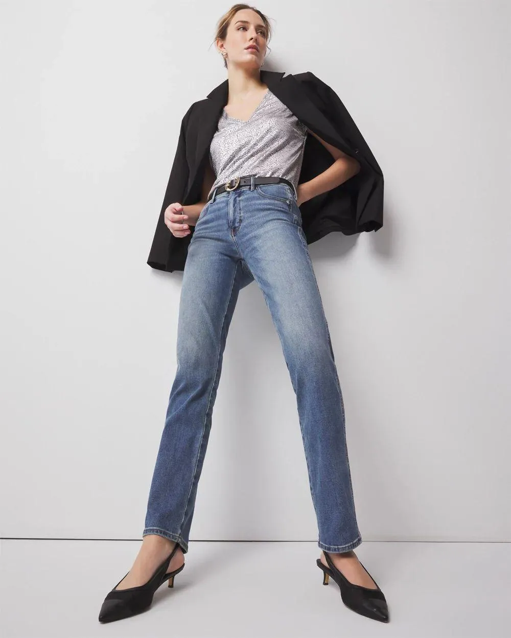 High-Rise Full Straight Jeans